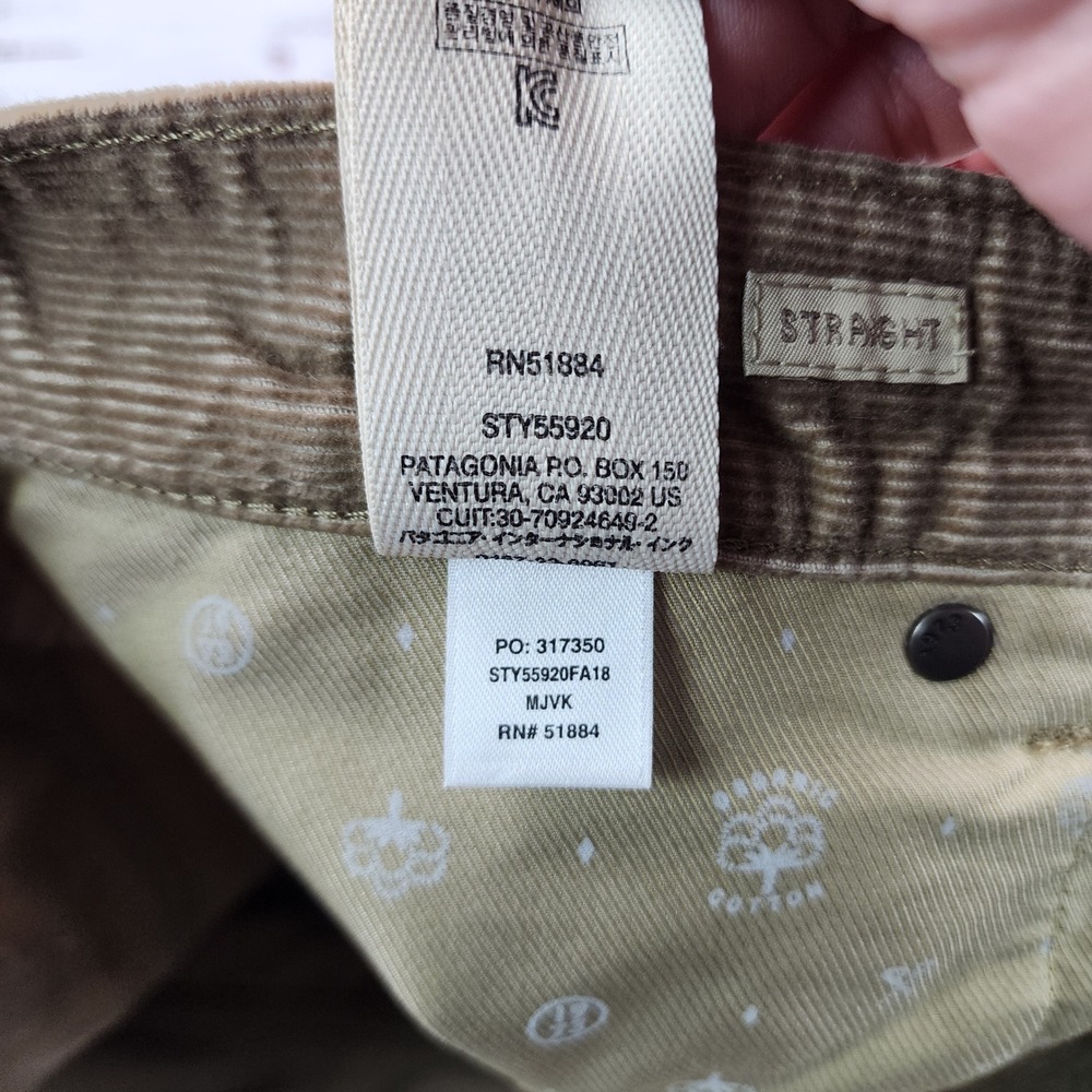 Patagonia Mens Straight Fit Corduroy Pants Tan Brown Organic Cotton 36x30 55920 - Picture 5 of 10